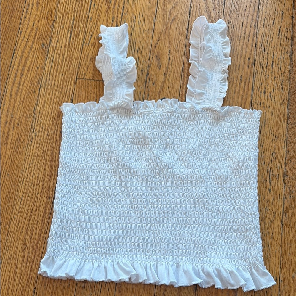 White Ruffled Women's Top - Picture 4 of 4